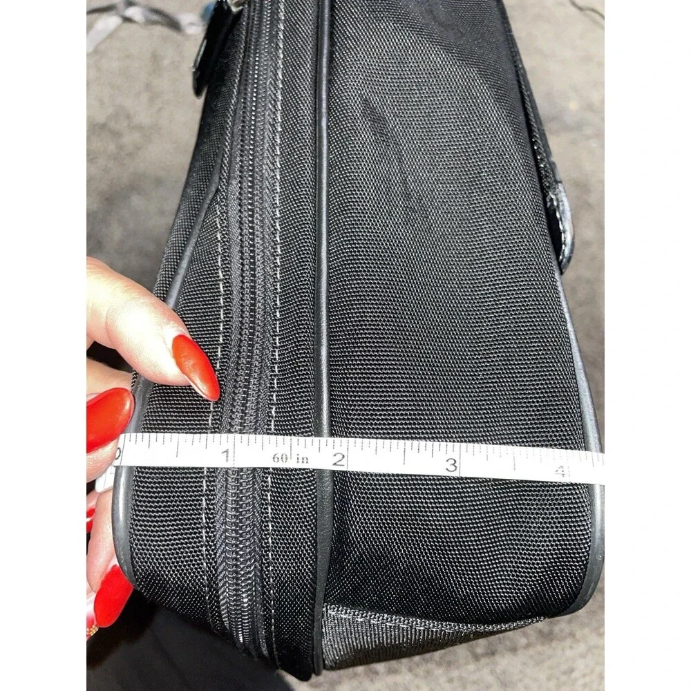 Piquadro ONE057218 Black Nylon Leather Laptop Briefcase Messenger Bag 16.5in EUC